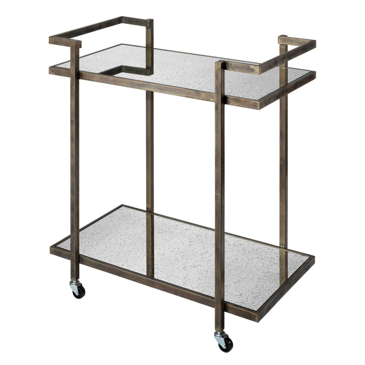 Antique Gray Bar Cart with Tubular Metal Frame and Casters R362865