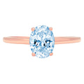 Oval Cut Blue Simulated Diamond 18k Rose Gold Ring Size 7 A168587