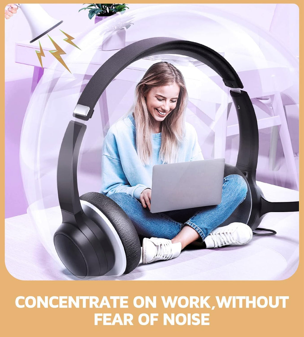 USB Headset with Noise Canceling Microphone, 3.5mm Wired, On-Ear J399