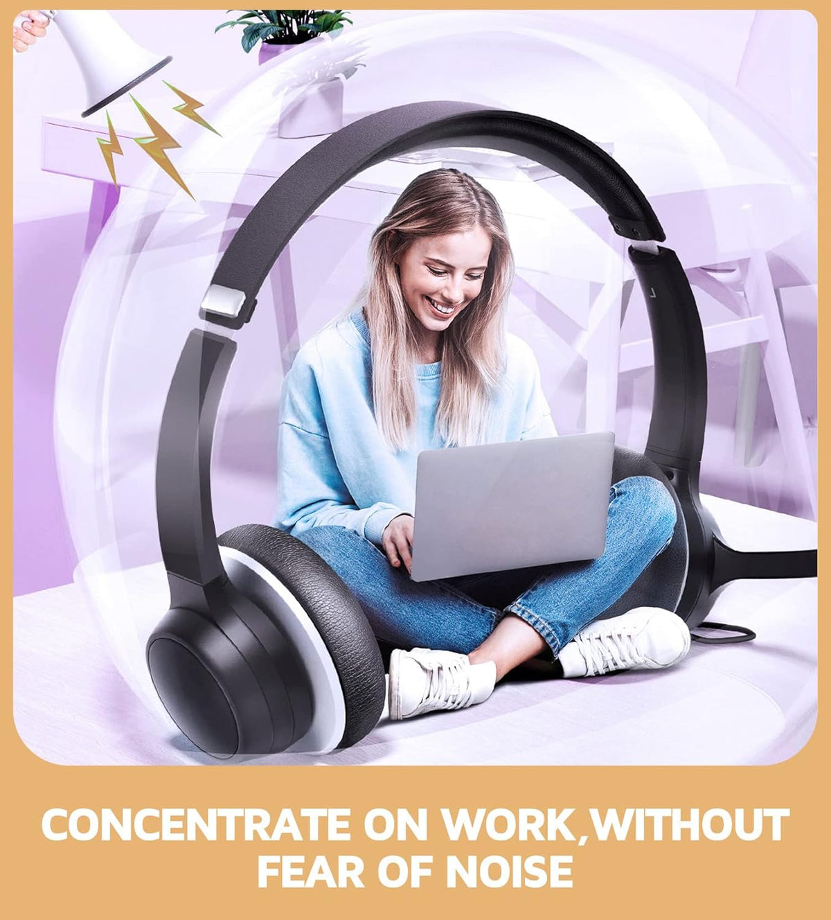 USB Headset with Noise Canceling Microphone, 3.5mm Wired, On-Ear J399