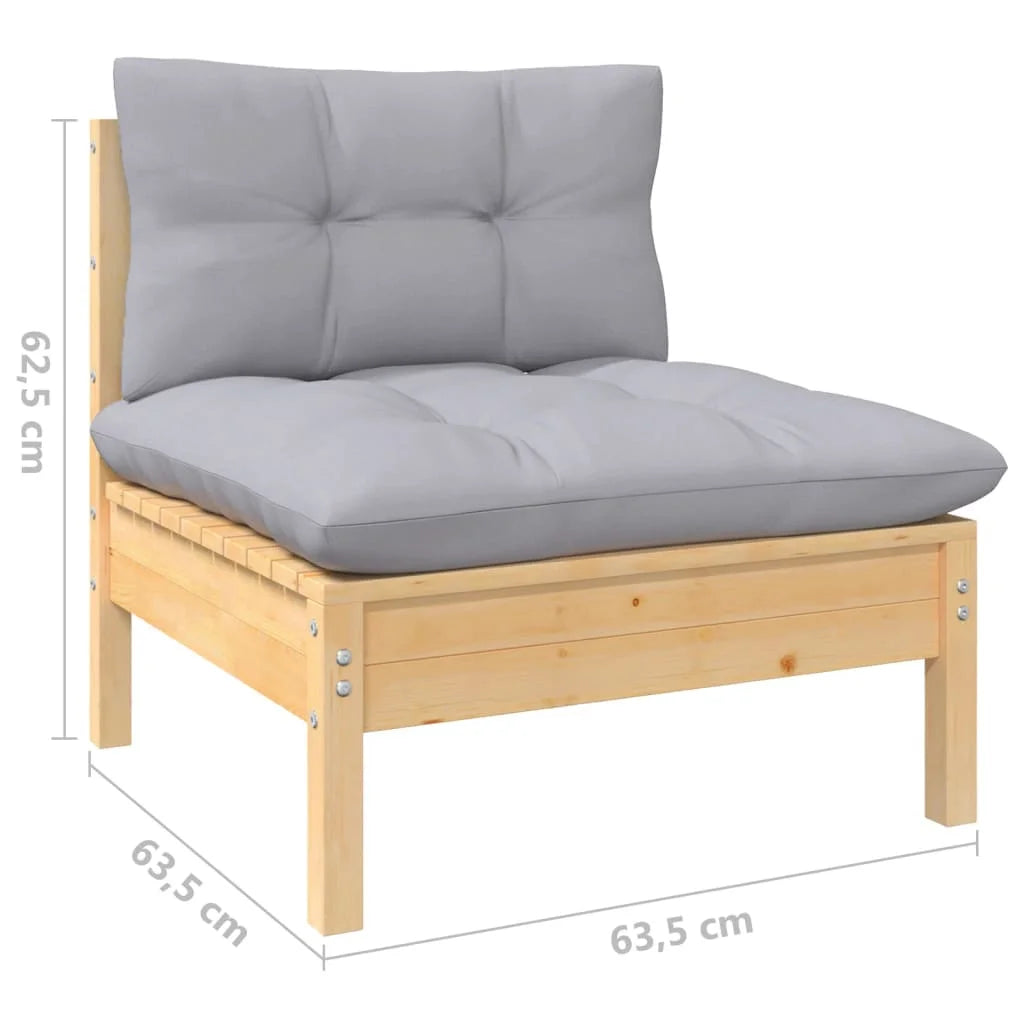 Gray Cushions Solid Pinewood Patio Sofa G7833