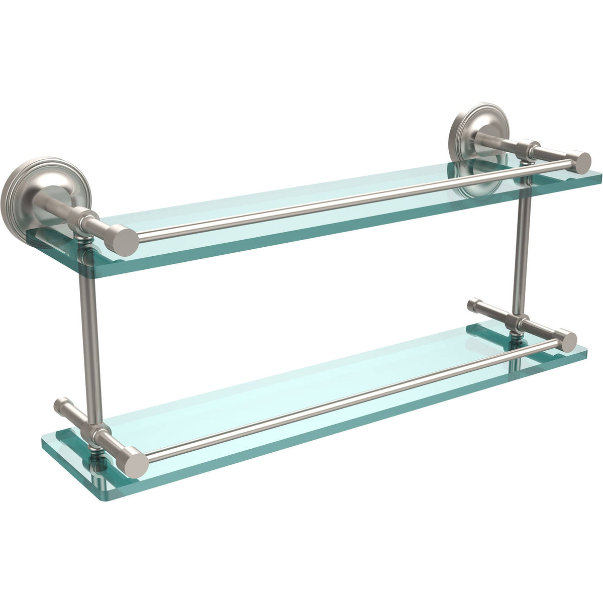 22x22 Double Glass Shelf with Gallery Rail Satin Nickel P574735