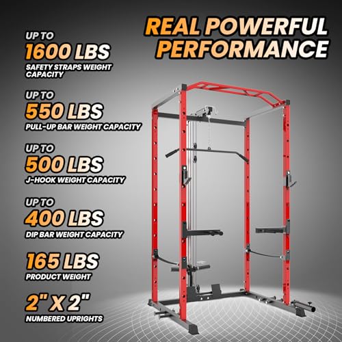 Multi-Functional Power Rack with Cable Pulley System T11346