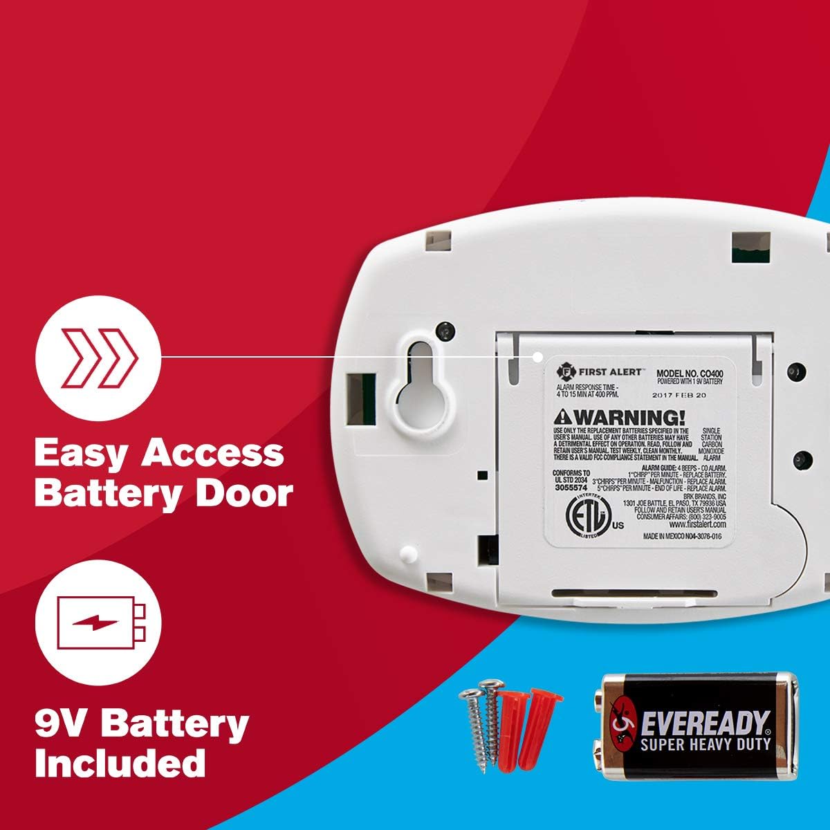 Carbon Monoxide Detector, Battery Operated, 6-Pack, White W29072
