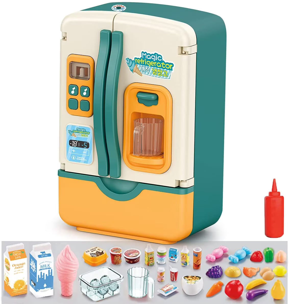 Toys Fridge Refrigerator with Ice Dispenser Pretend Play Kitchen Set U507