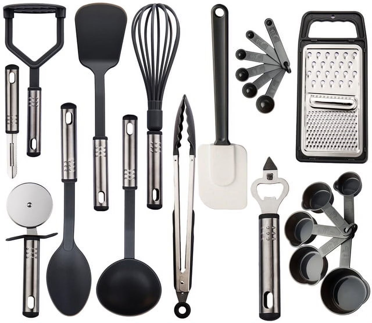 23 Pieces Black Nylon and Stainless Steel Cooking Utensils Set A128389