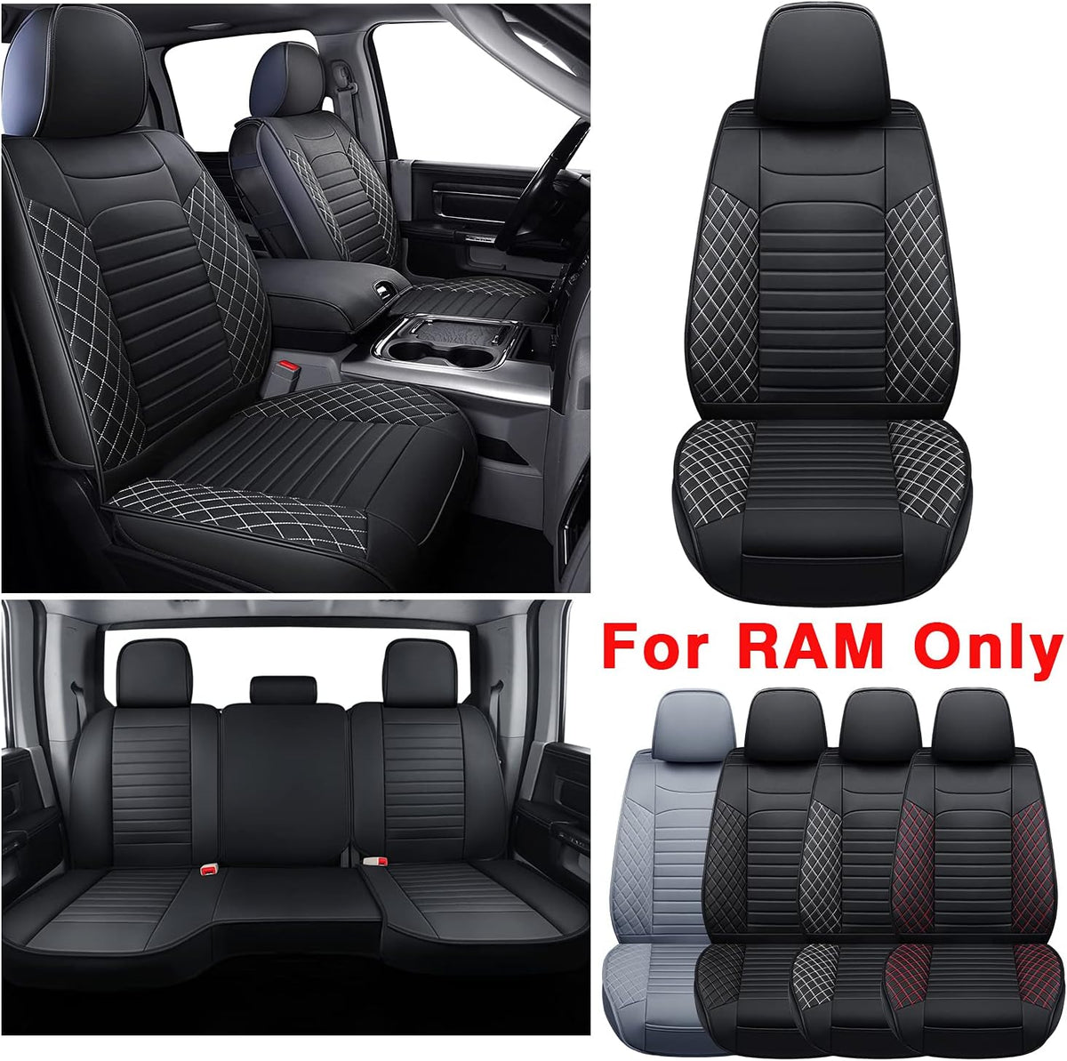 Black Waterproof Faux Leather Front Seat Covers T444078