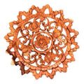 Lotus Blossom Circle Floral Wood Relief Panel Wall Décor P117023