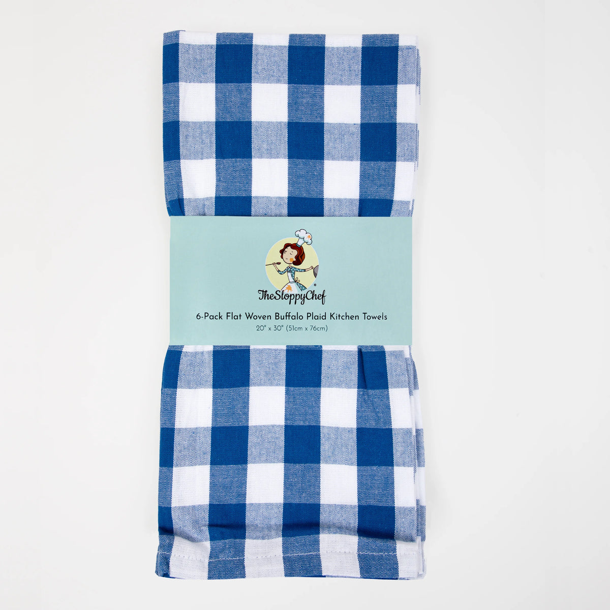 6 Pack Buffalo Plaid Kitchen Towels - 20 x 30 - Blue & White U384606