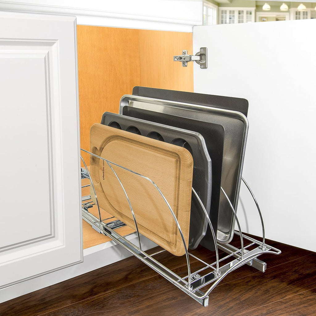 Chrome Slide Out Cutting Board and Tray Organizer, 10 inch wide x 21 inch deep, Pack of 2 N81653