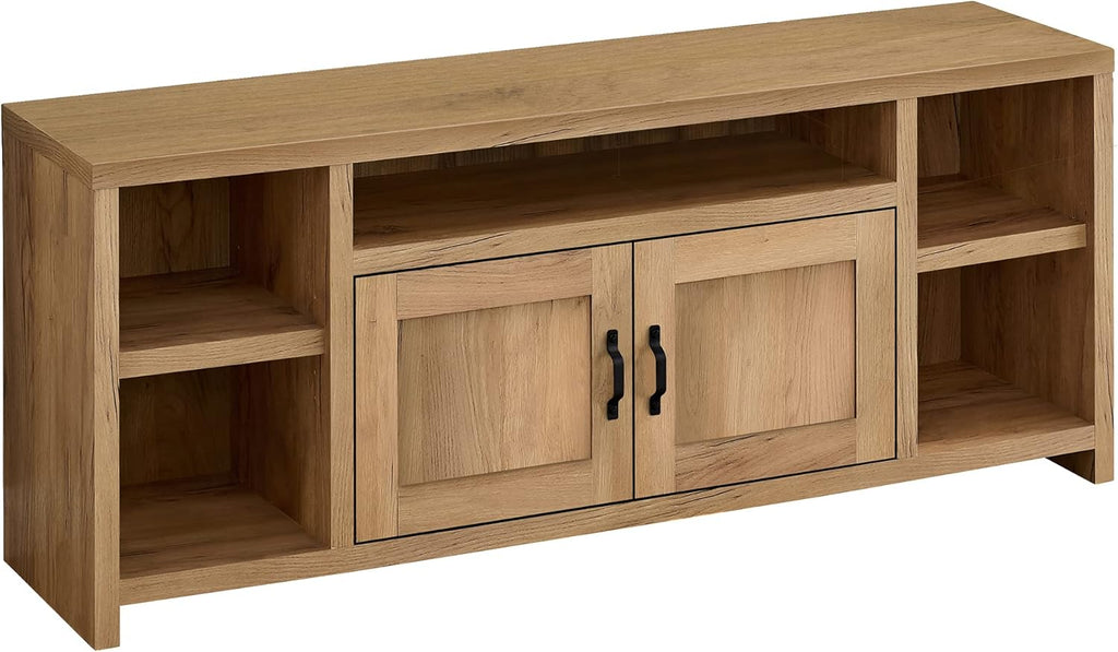 Entertainment Center TV Stand with 2 Storage Cabinets and 5 Shelves E866
