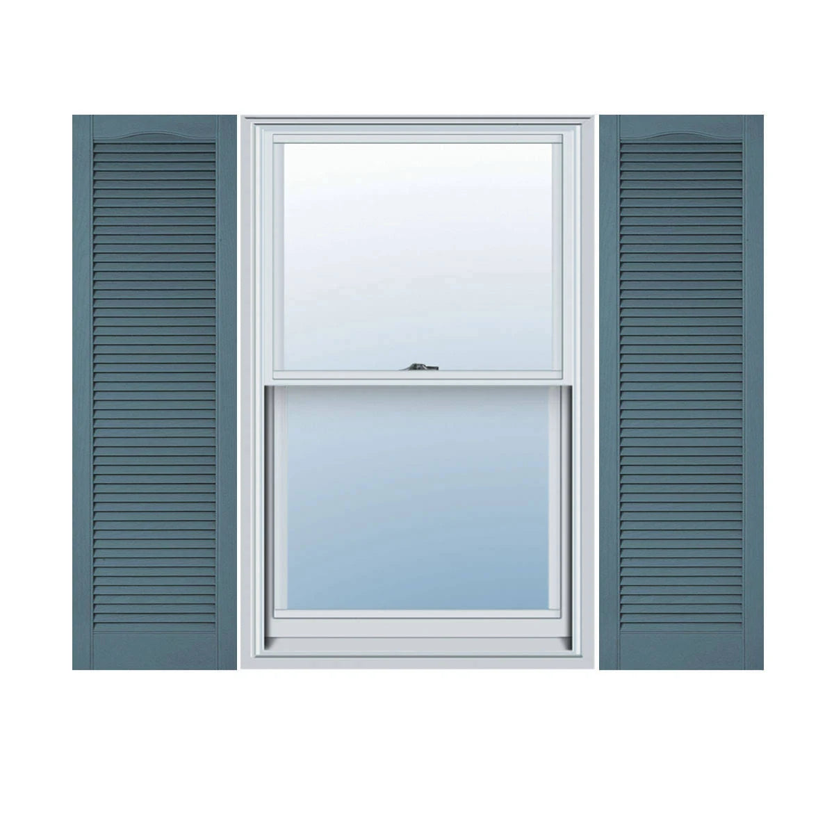 Custom Cathedral Top Louver Shutters with Shutter-Loks, Per Pair J868