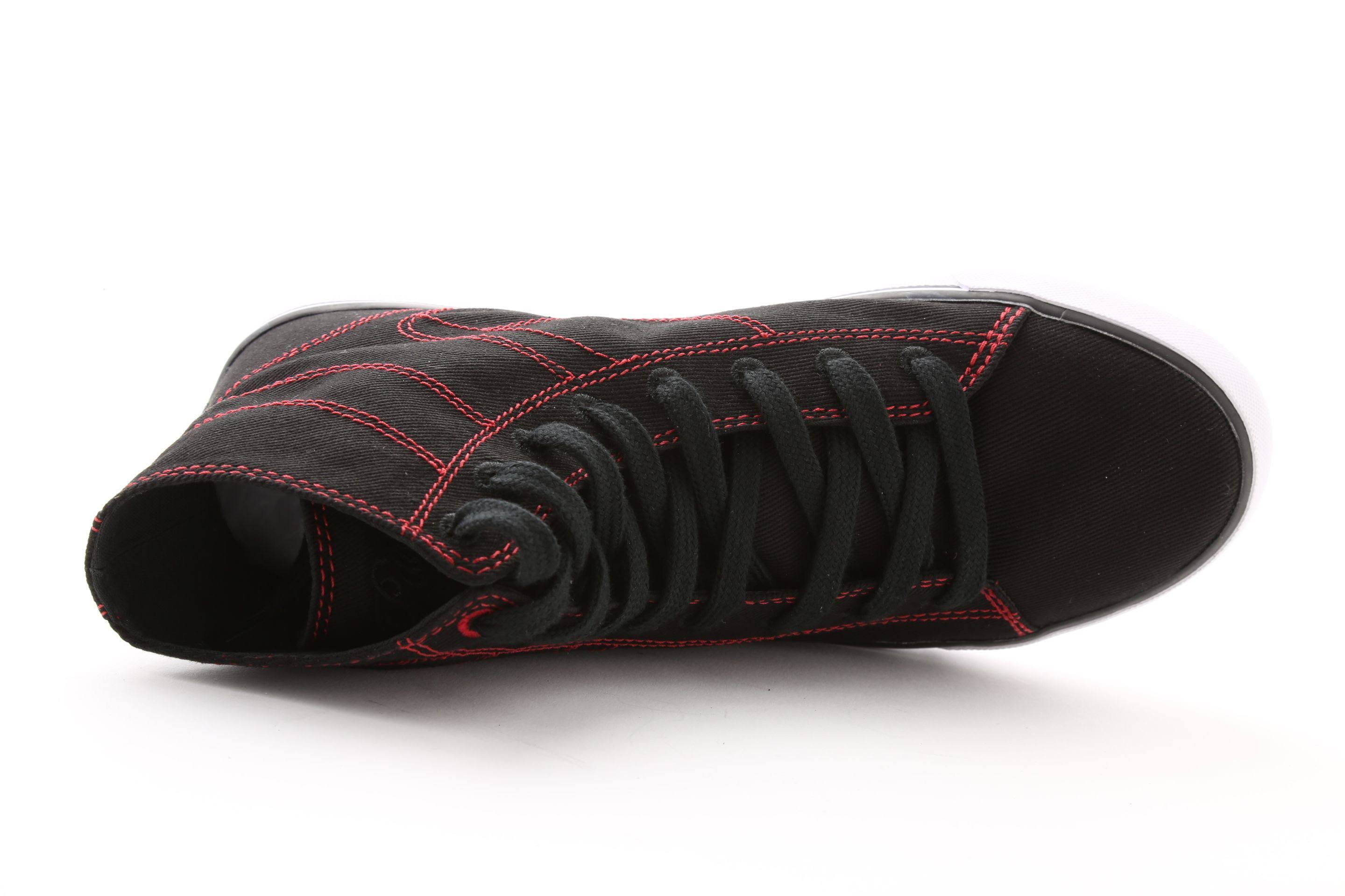 Black / Red Stretch Canvas High Tops V740