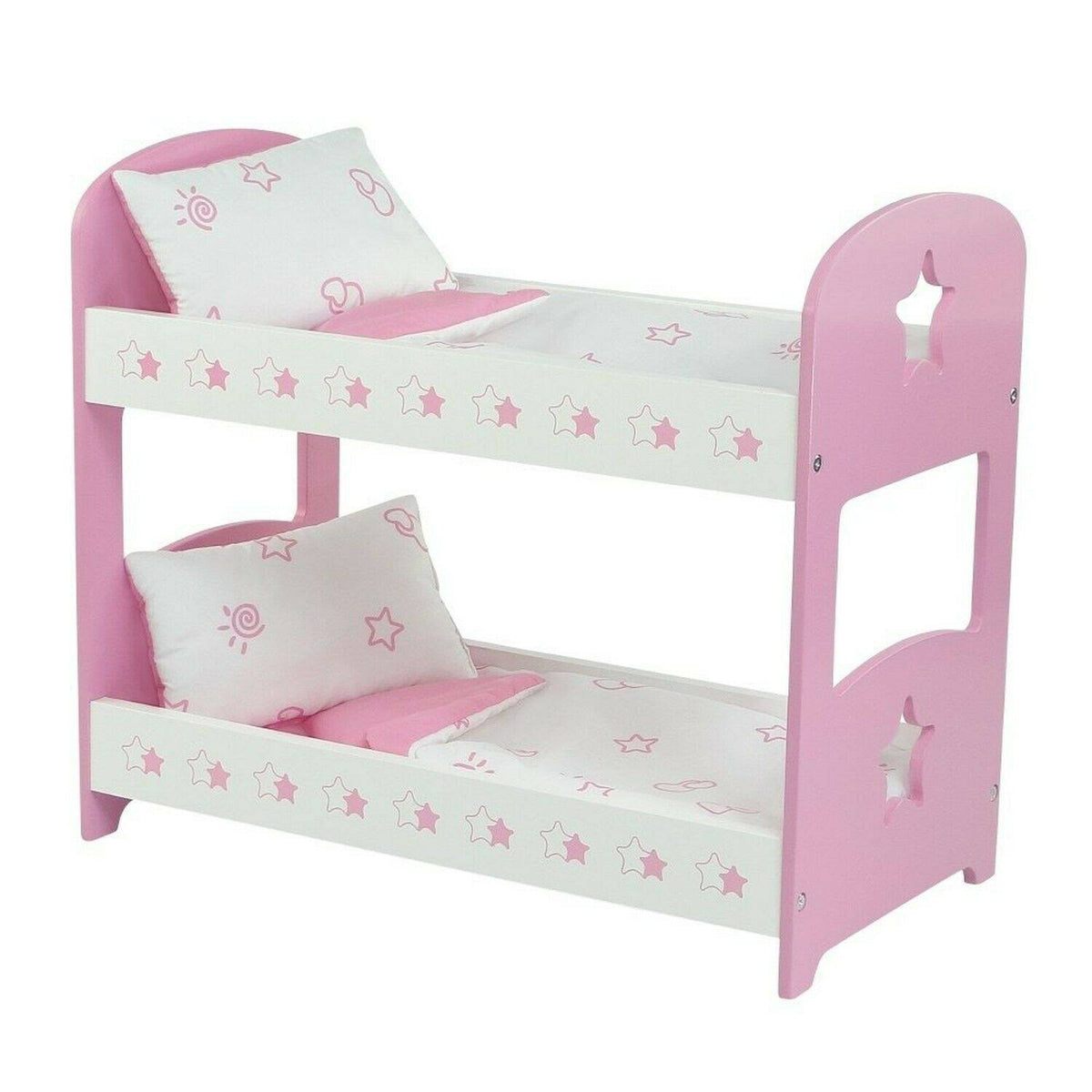 Pink Bunk Bed with Star Theme Bedding for 18-inch Dolls Q346699