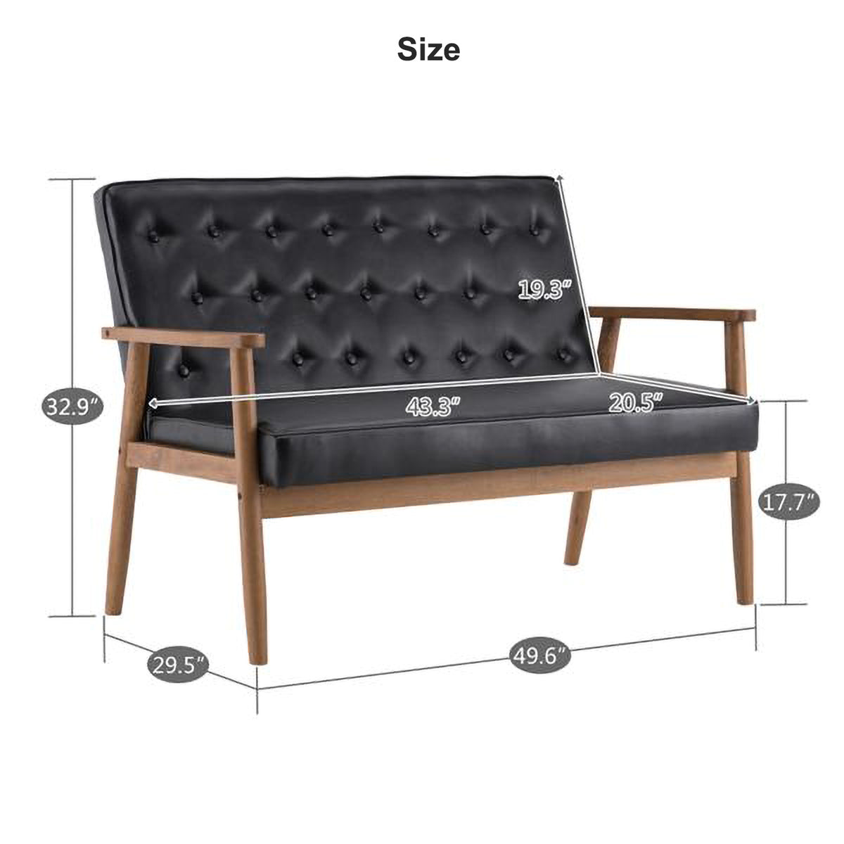 Black PU Leather Loveseat Lounge Chair A47270