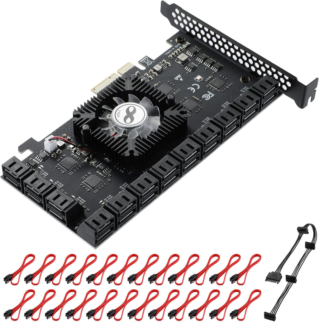 8 Port PCIe SATA 3.0 Card with 8 SATA Cables and Low Profile Bracket D79643