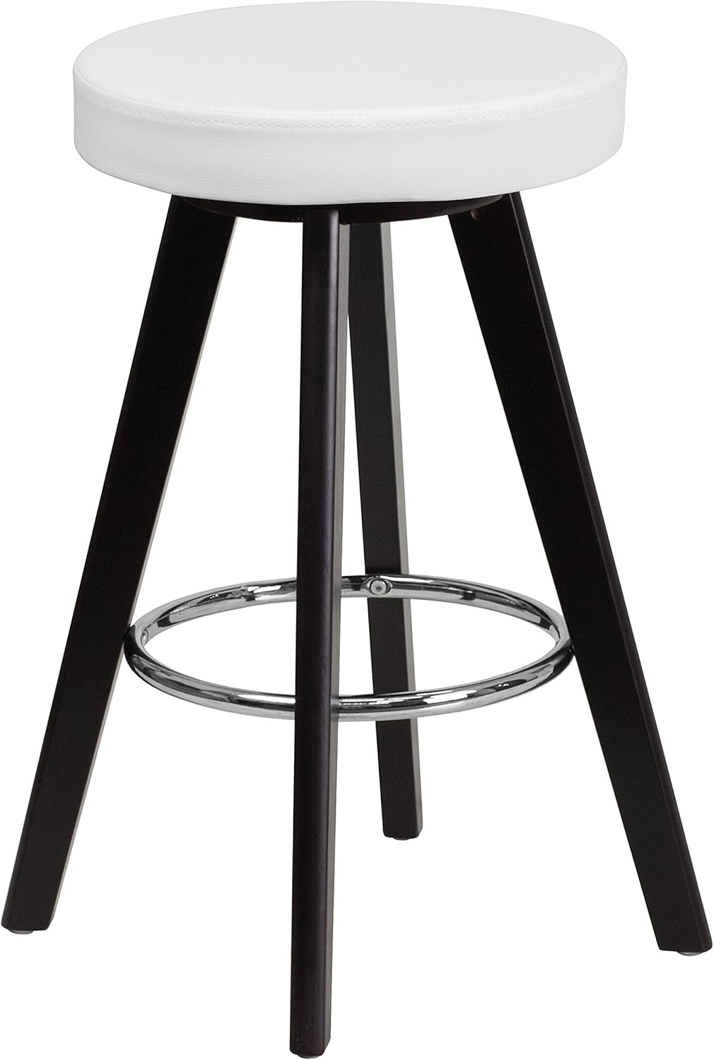 2 Pk Cappuccino Wood Counter Height Stool with White Vinyl Seat I736