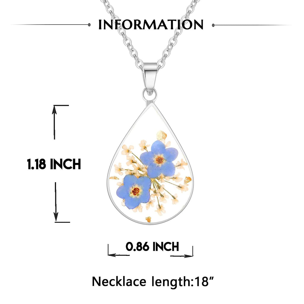 Pressed Flower Teardrop Necklace Y243994