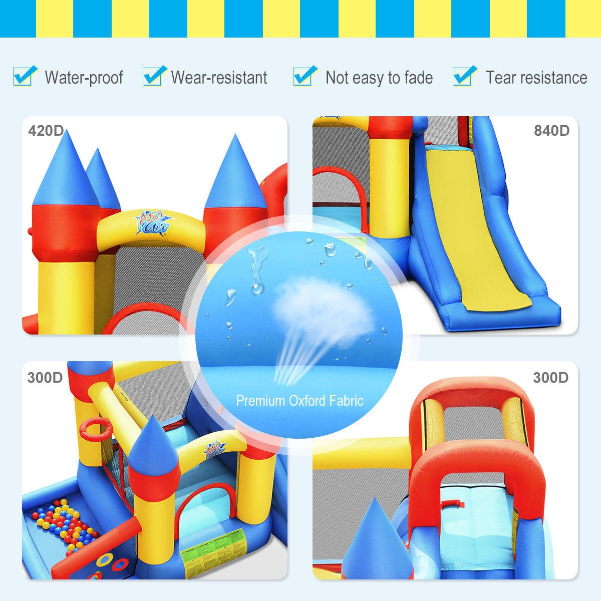 Inflatable Bounce House Slide Bouncer Kids Castle Jumper with Balls & 780W Blower J94499