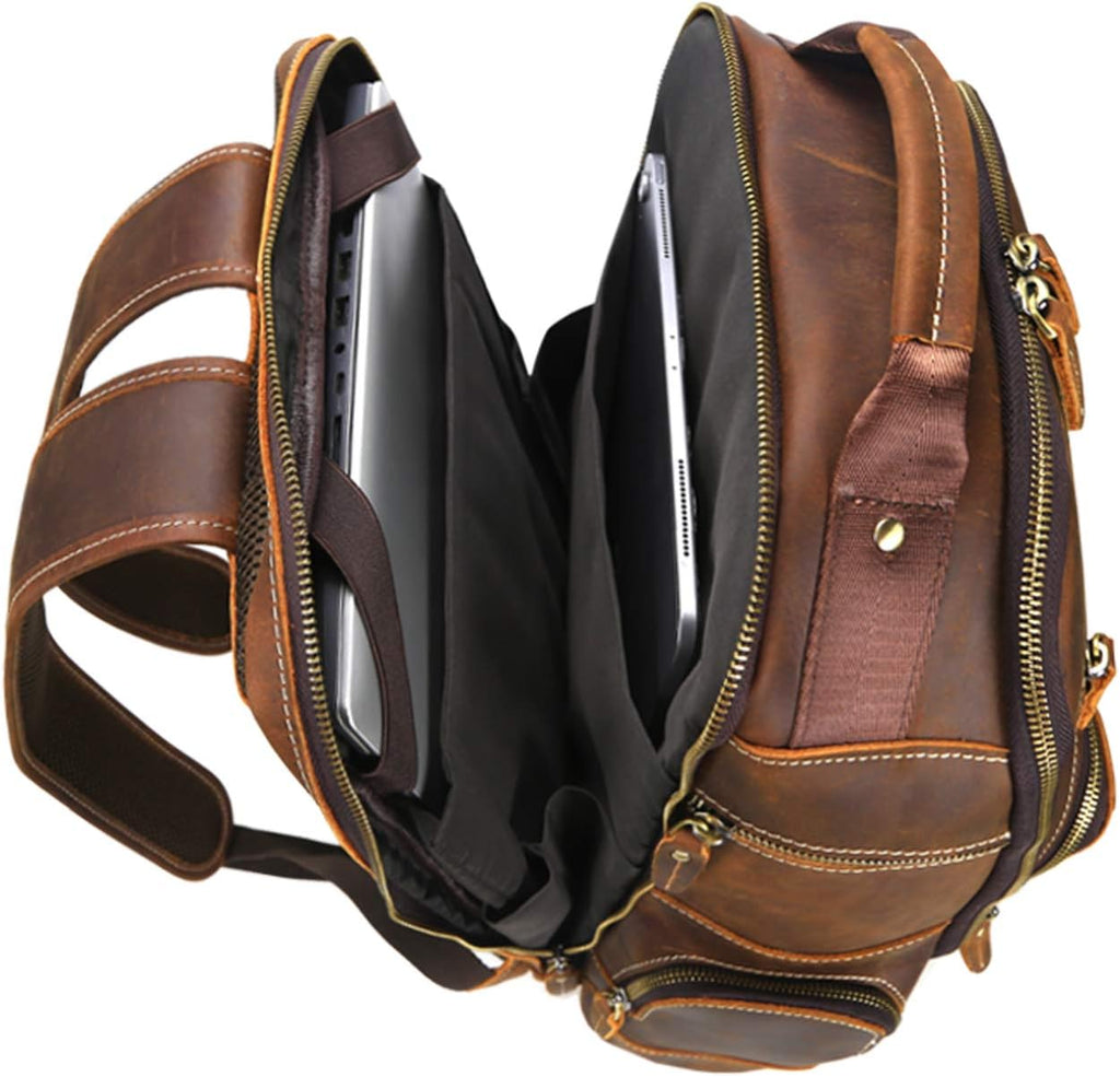 Men's Full Grain Leather Laptop Backpack D697283