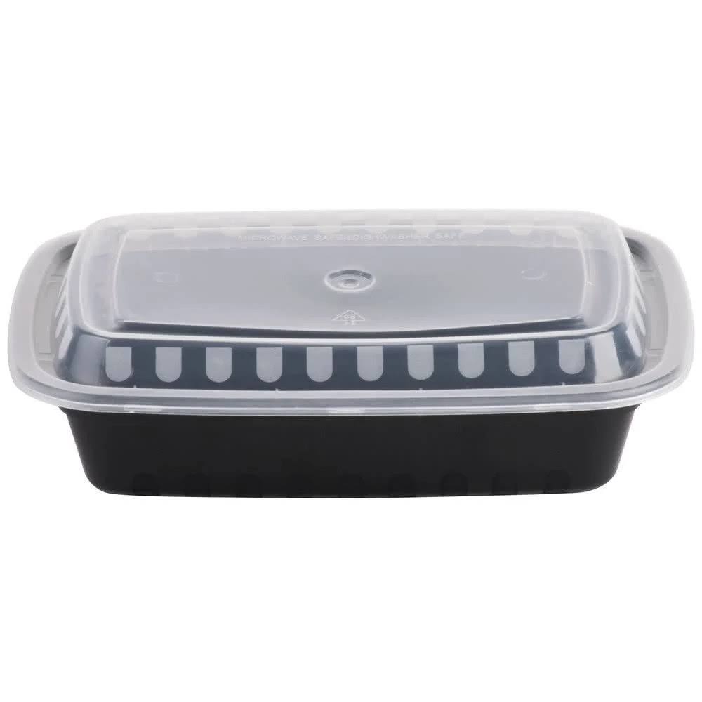 24 oz Black Microwavable Food Container with Lid W980514