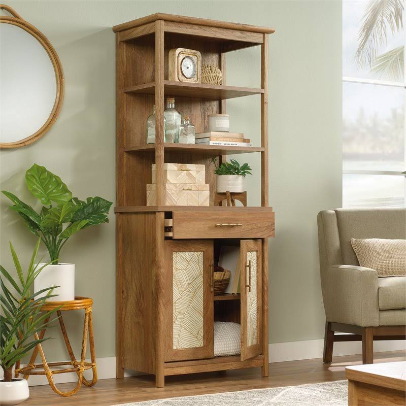 Wood Tall Bookcase with Doors in Sindoori Mango Brown L5805