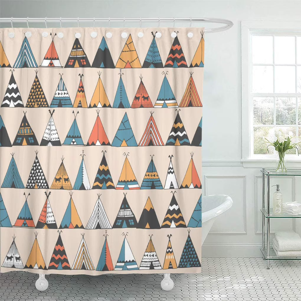 Boho Teepee Pattern Shower Curtain 66x72 inch F694960