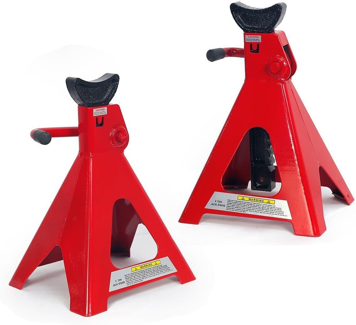 2PC Jack Stand 12-Ton Capacity Adjustable Height Self-Locking Ratchet G107