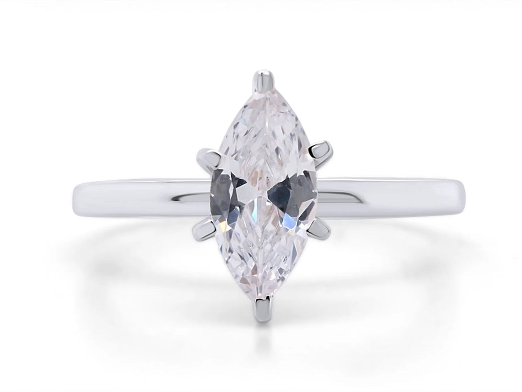 14K White Gold Plated 925 Sterling Silver Cubic Zirconia Solitaire Ring G5524