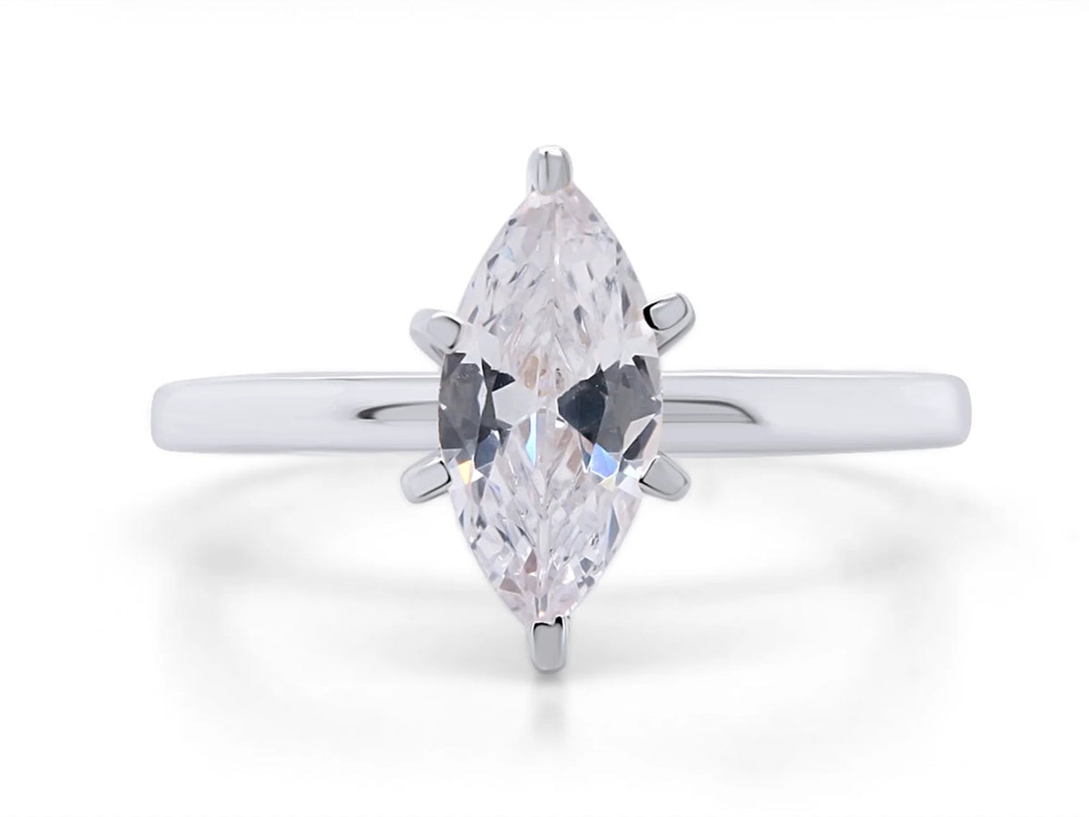 14K White Gold Plated 925 Sterling Silver Cubic Zirconia Solitaire Ring G5524