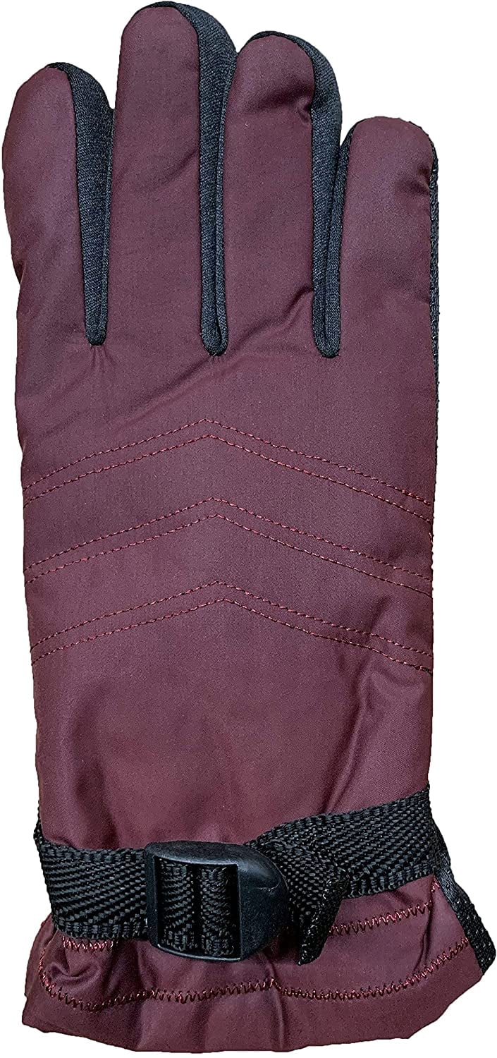 Winter Ski Gloves Fleece Lined Adjustable Strap Water Resistant D608
