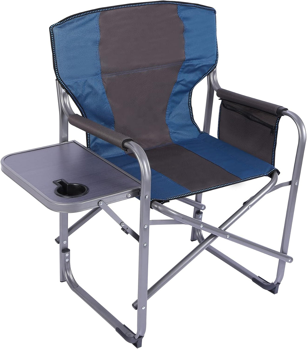 Blue Camping Folding Chair with Side Table and Cup Holder N25596