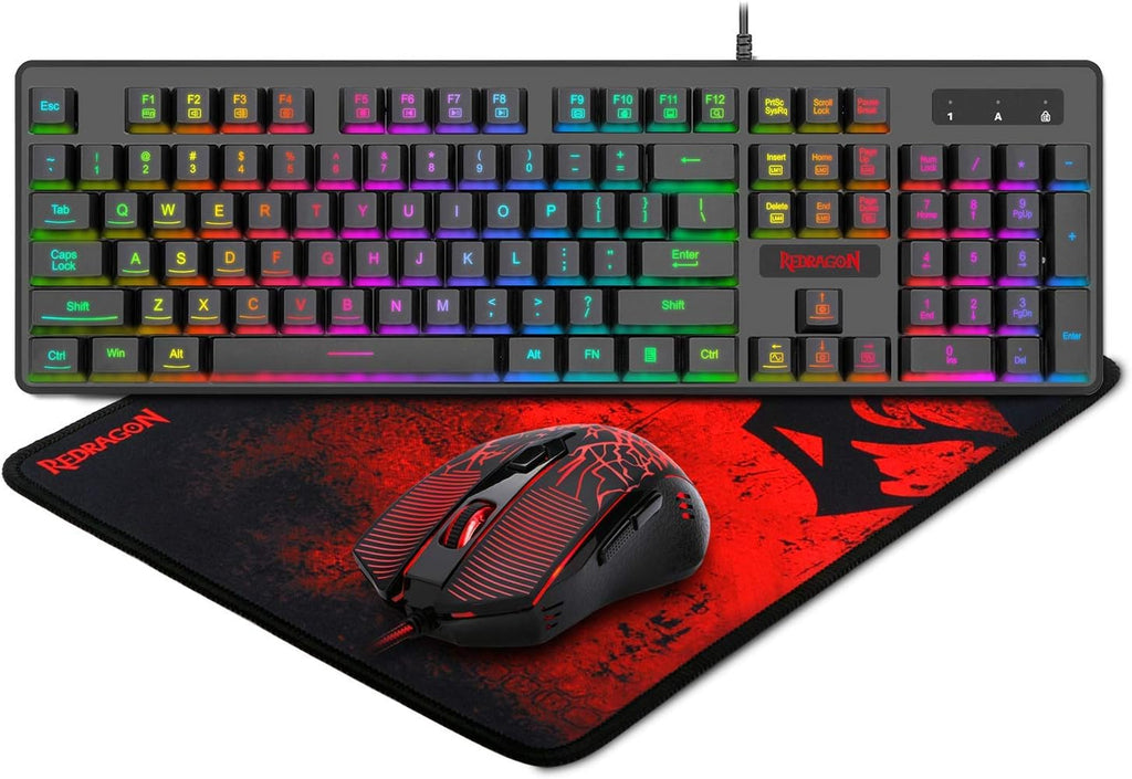 Gaming Keyboard and Mouse Combo with Mouse Pad, RGB Backlit, 3200 DPI, Pack of 2 X551