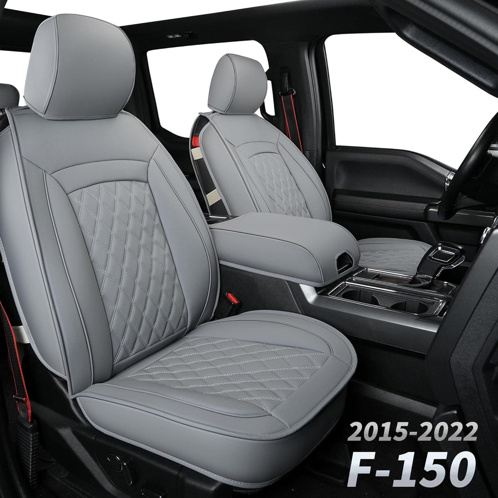 Black & Blue Waterproof Faux Leather Seat Covers with Center Console Cover W954