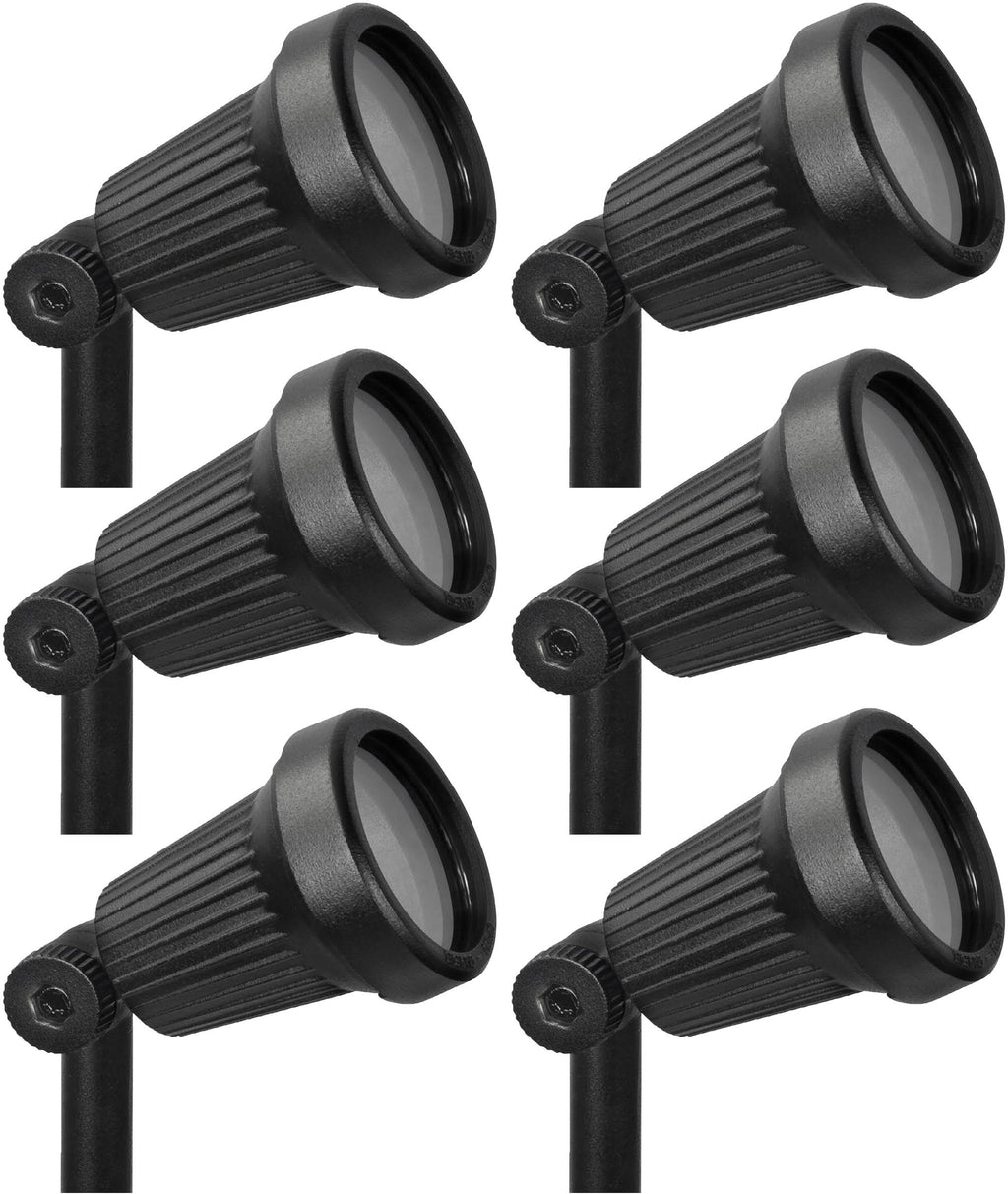 Black 6 Pack Low Voltage Cast Aluminum Spotlight H168