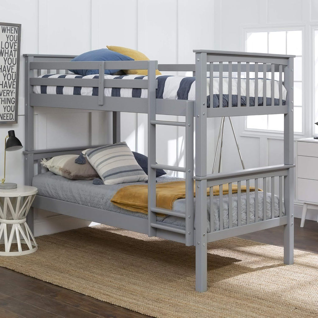Walnut Solid Wood Twin over Twin Bunk Bed S6071