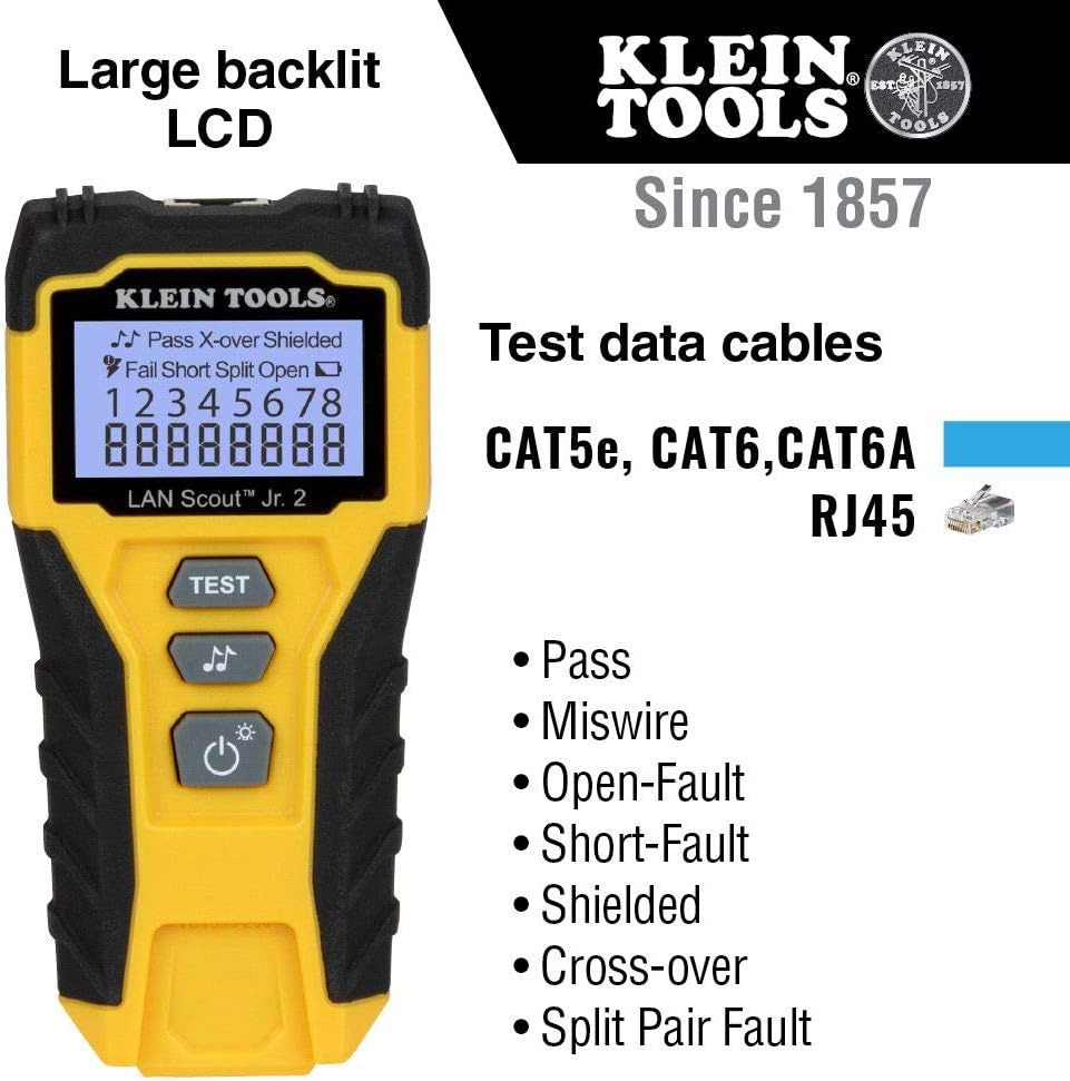 Cable Tester for CAT 5e, CAT 6/6A Cables with RJ45 Connections Pack of 2 K22917