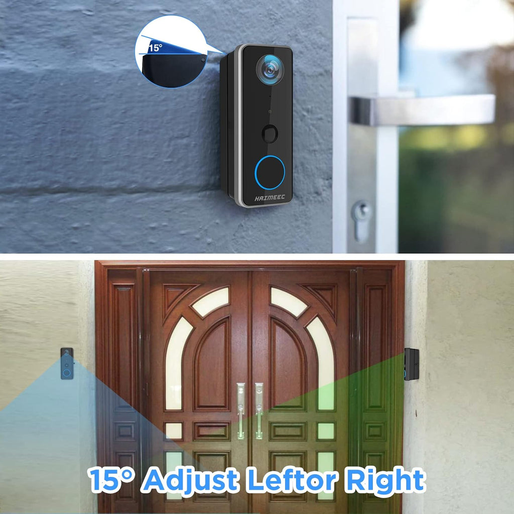 Wi-Fi Video Doorbell Camera, 1080p FHD, Wireless Camera Kit with Chime, PIR Motion Detector, 2-Way Audio, Night Vision C135