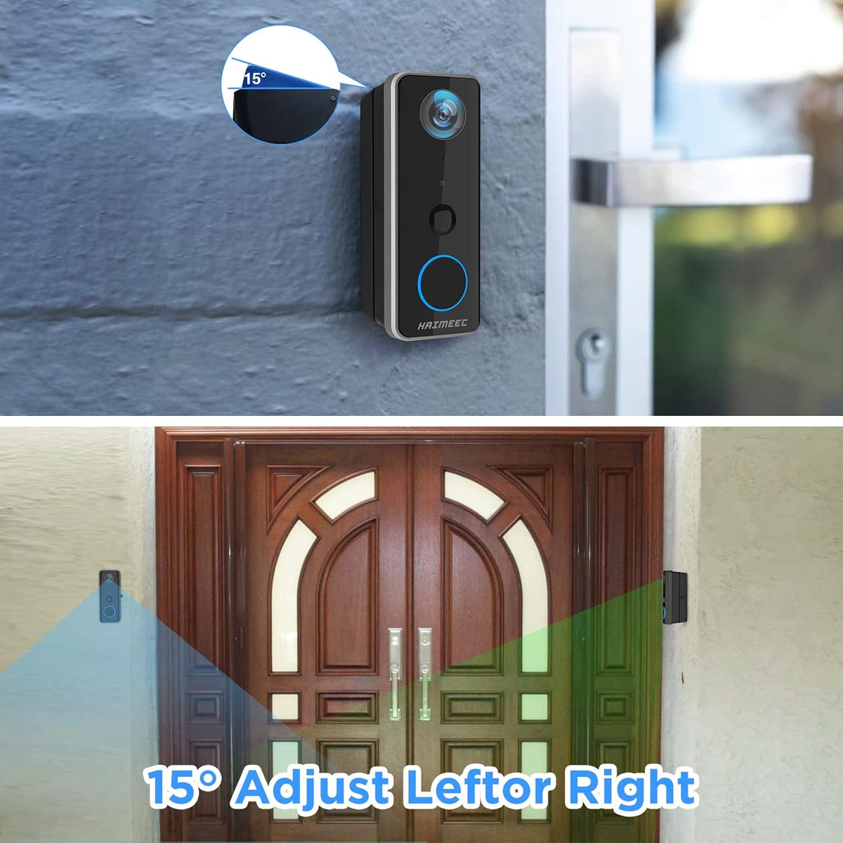 Wi-Fi Video Doorbell Camera, 1080p FHD, Wireless Camera Kit with Chime, PIR Motion Detector, 2-Way Audio, Night Vision C135
