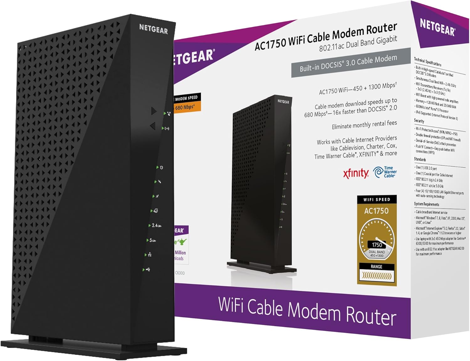 Cable Modem WiFi Router Combo, AC1900, DOCSIS 3.0 Y472