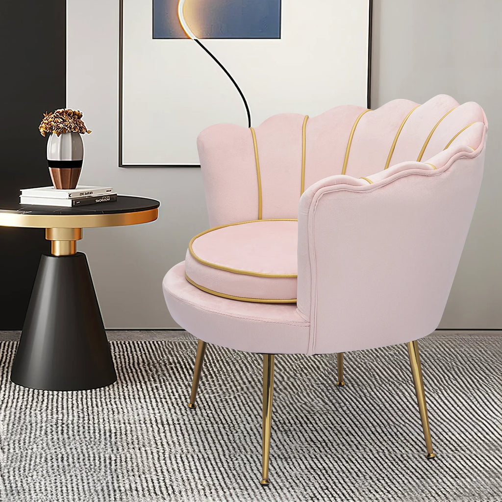 Light Pink Velvet Accent Chair with Pillow K57825