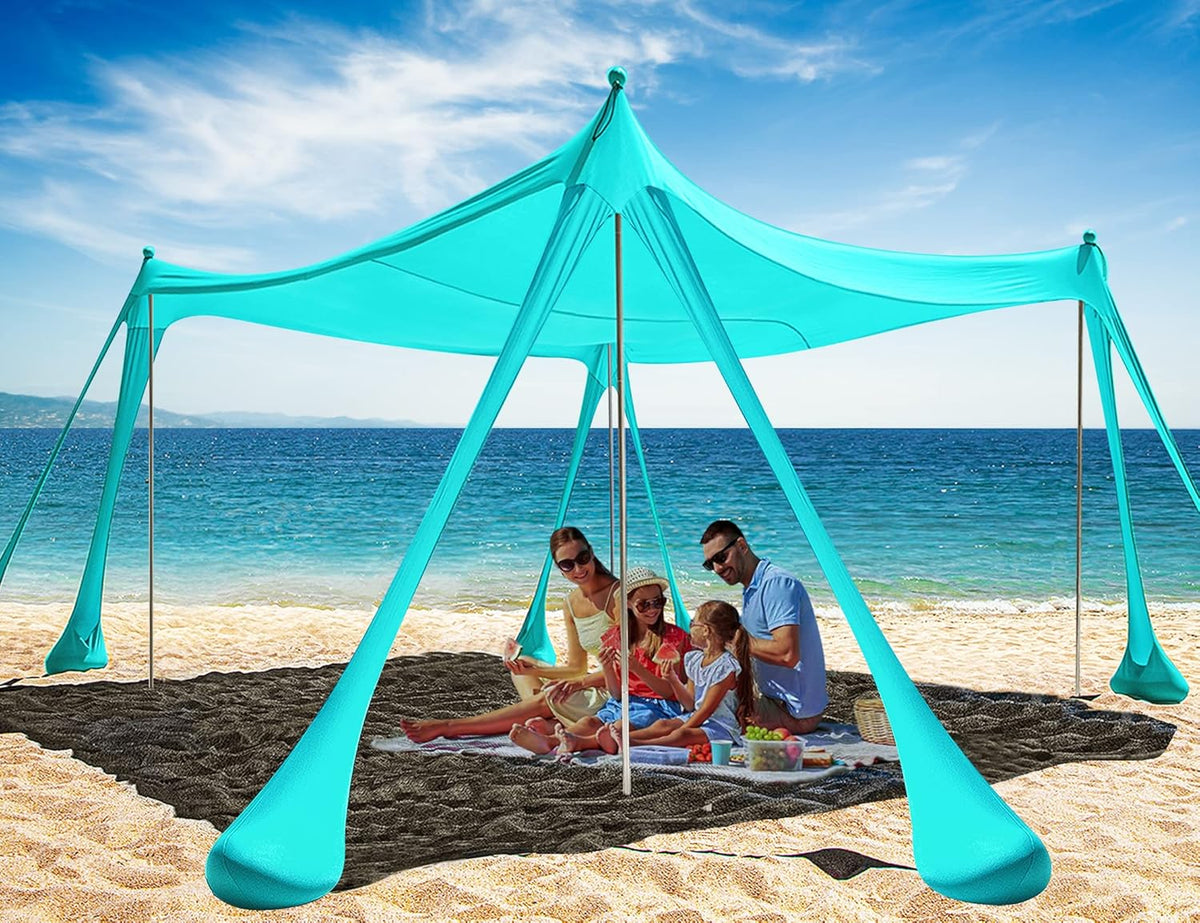 Green 10x10ft UPF50+ Beach Tent Canopy Sun Shelter with 8 Sand Bags Q628