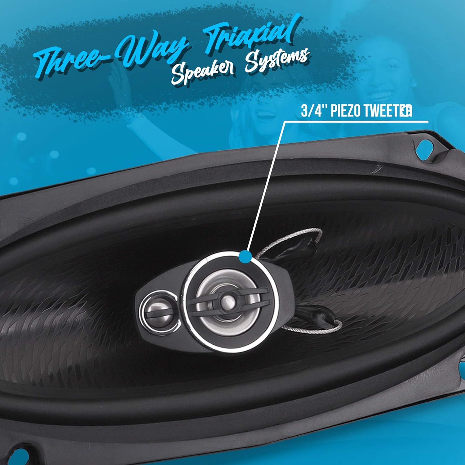 300W 4" x 10" Triaxial Car Stereo Speakers (Pair) B5726