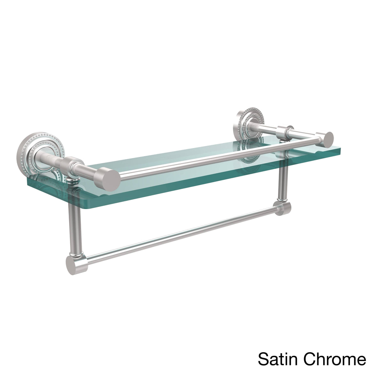Satin Chrome Gallery Glass Shelf with Towel Bar I640116