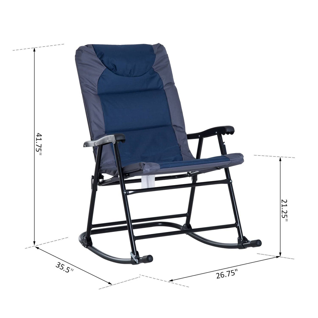 Blue Folding Padded Outdoor Camping Rocking Chair Set N112