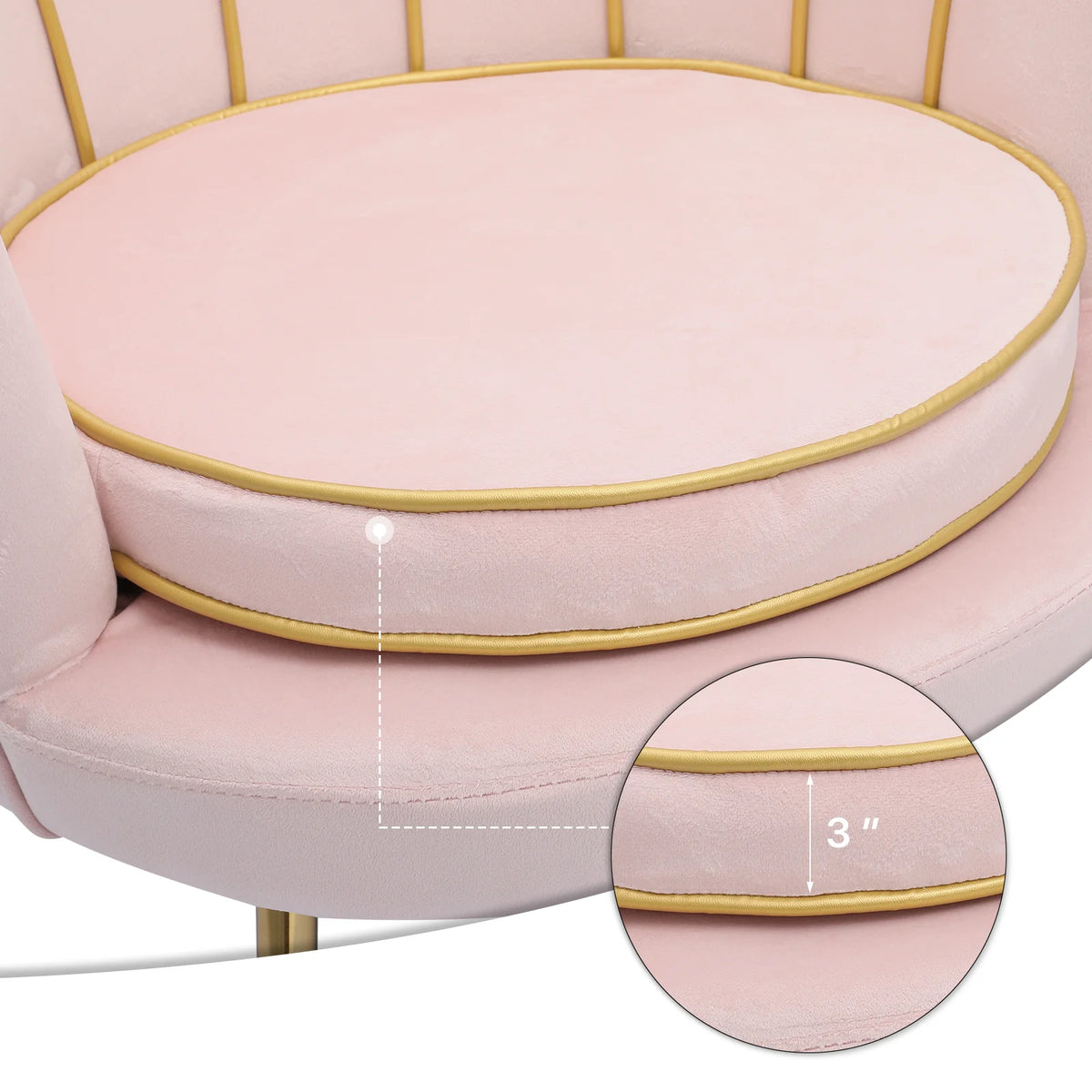 Light Pink Velvet Accent Chair with Pillow K57825