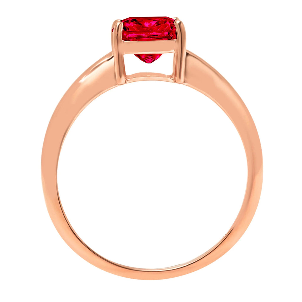 Cushion Cut Red Simulated Ruby 14k Rose Gold Ring Size 10.5 B773