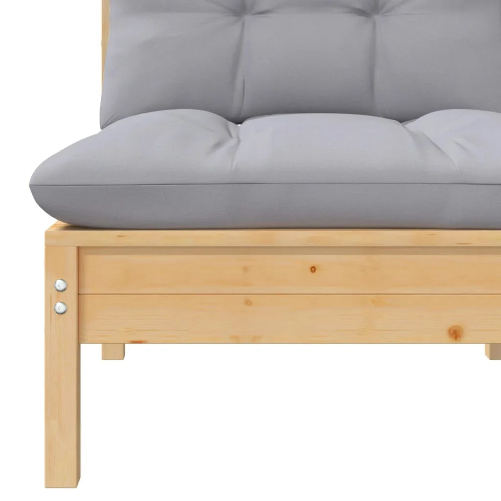 Gray Cushions Solid Pinewood Patio Sofa G7833