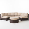 5 Piece Outdoor Wicker Sectional Sofa Set in Beige A887487