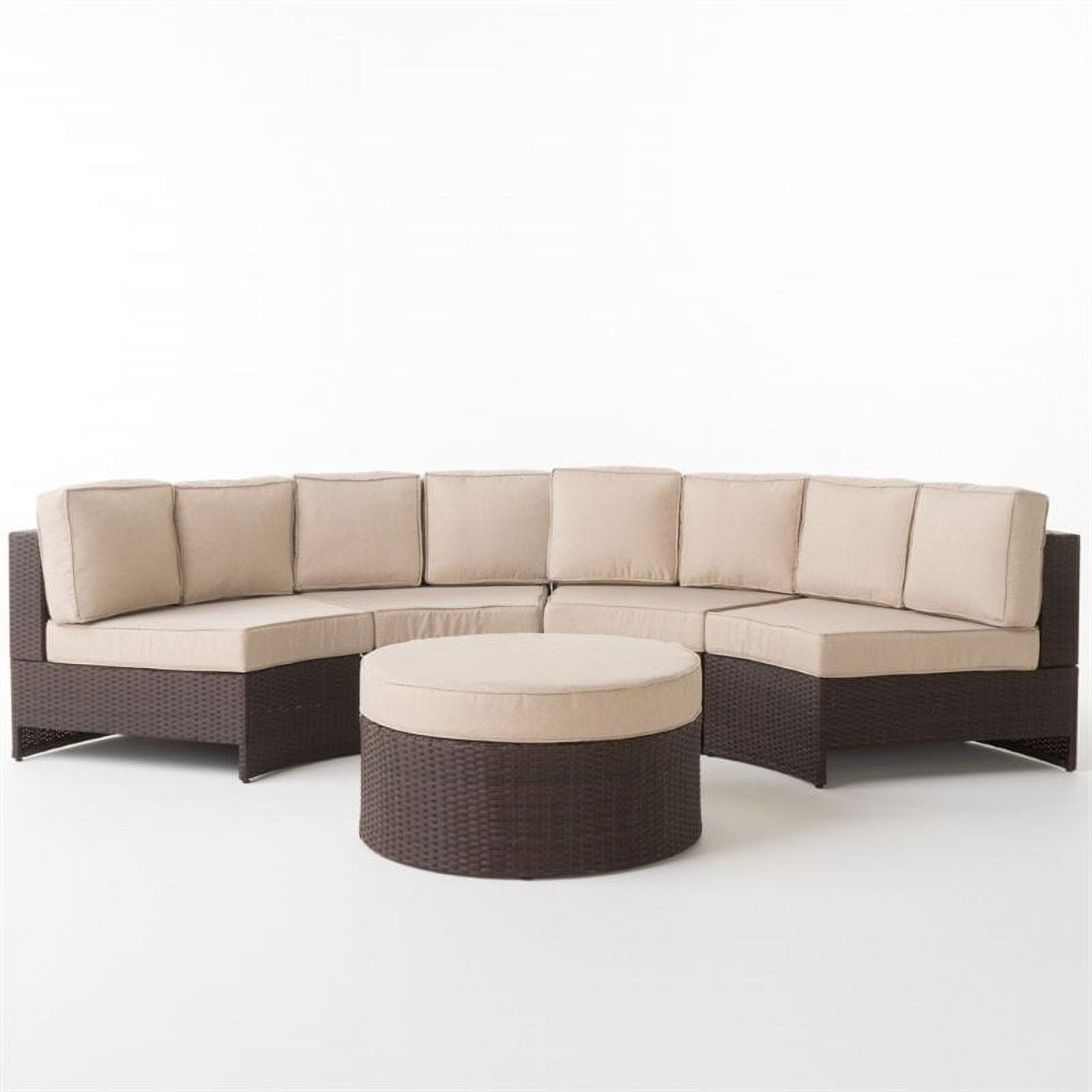 5 Piece Outdoor Wicker Sectional Sofa Set in Beige A887487